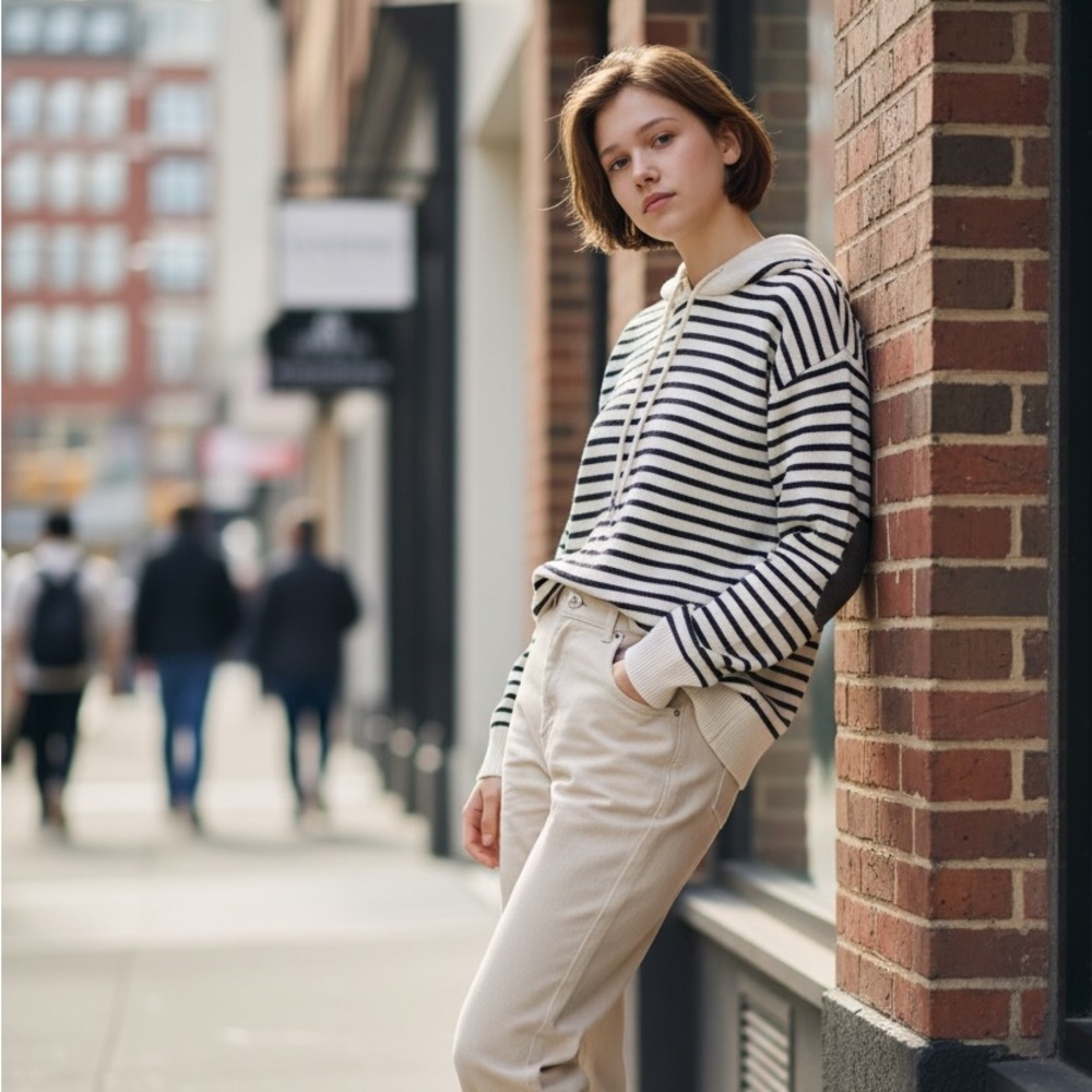Striped Black and White Women's Hoodie